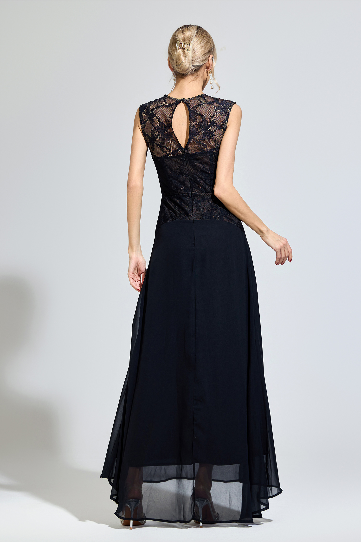Aristotle Black Lace Formal Dress