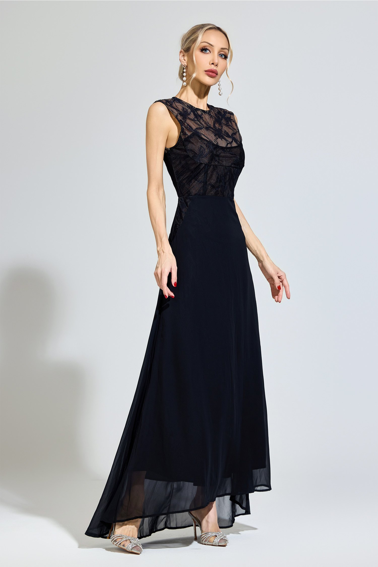 Aristotle Black Lace Formal Dress