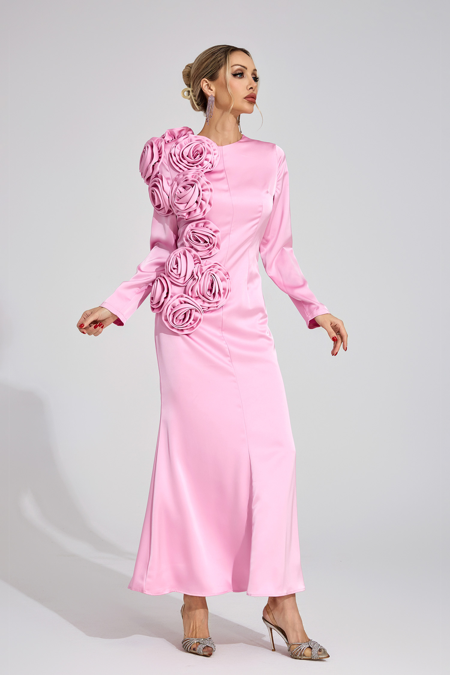 Layer Pink Floral Maxi Dress