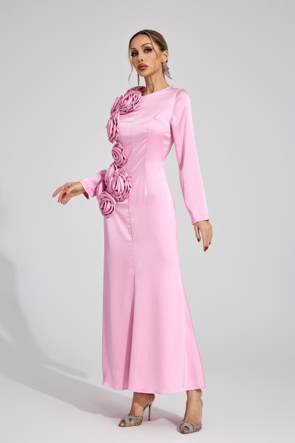 Layer Pink Floral Maxi Dress