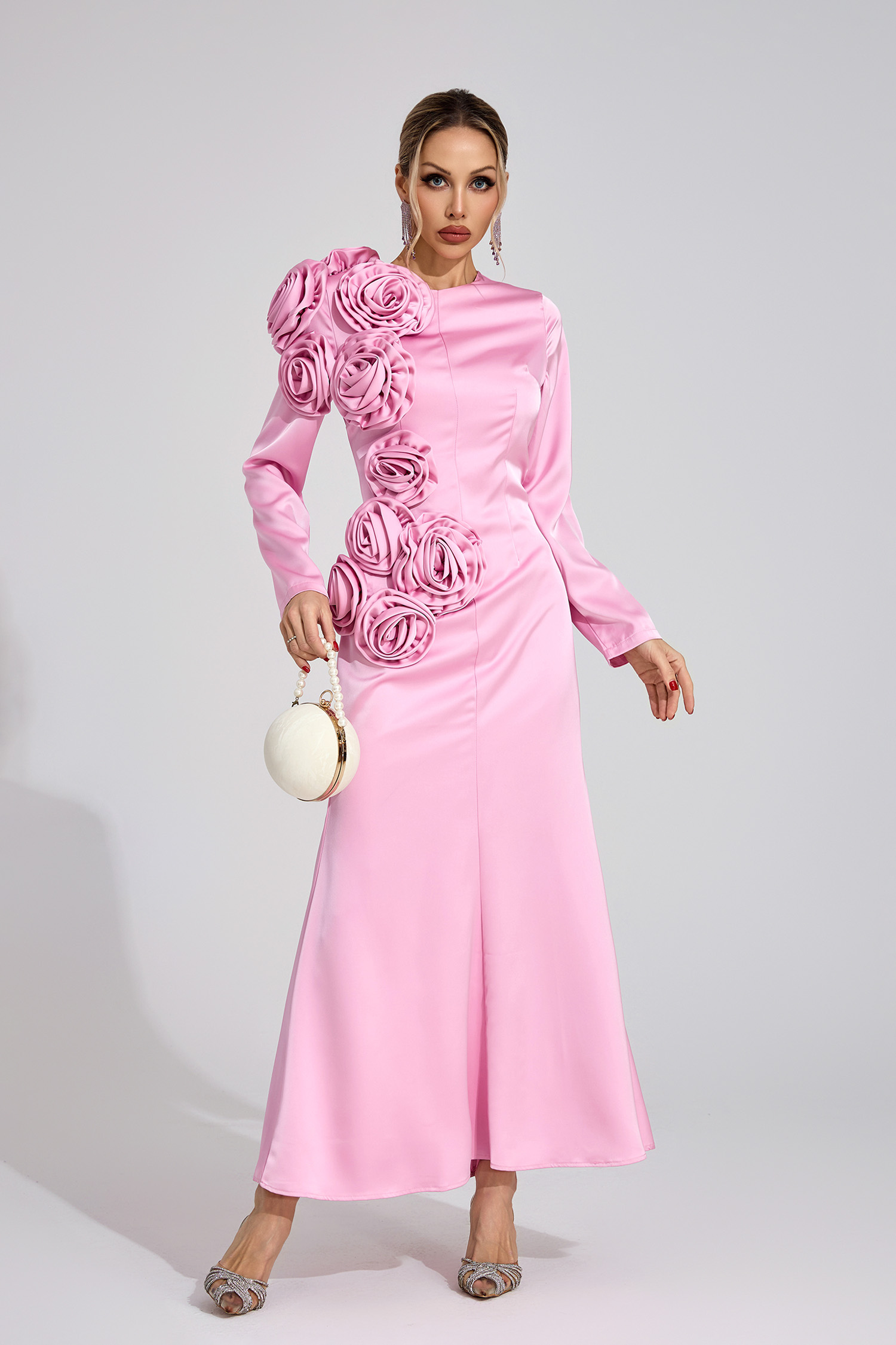 Layer Pink Floral Maxi Dress