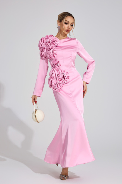 Layer Pink Floral Maxi Dress