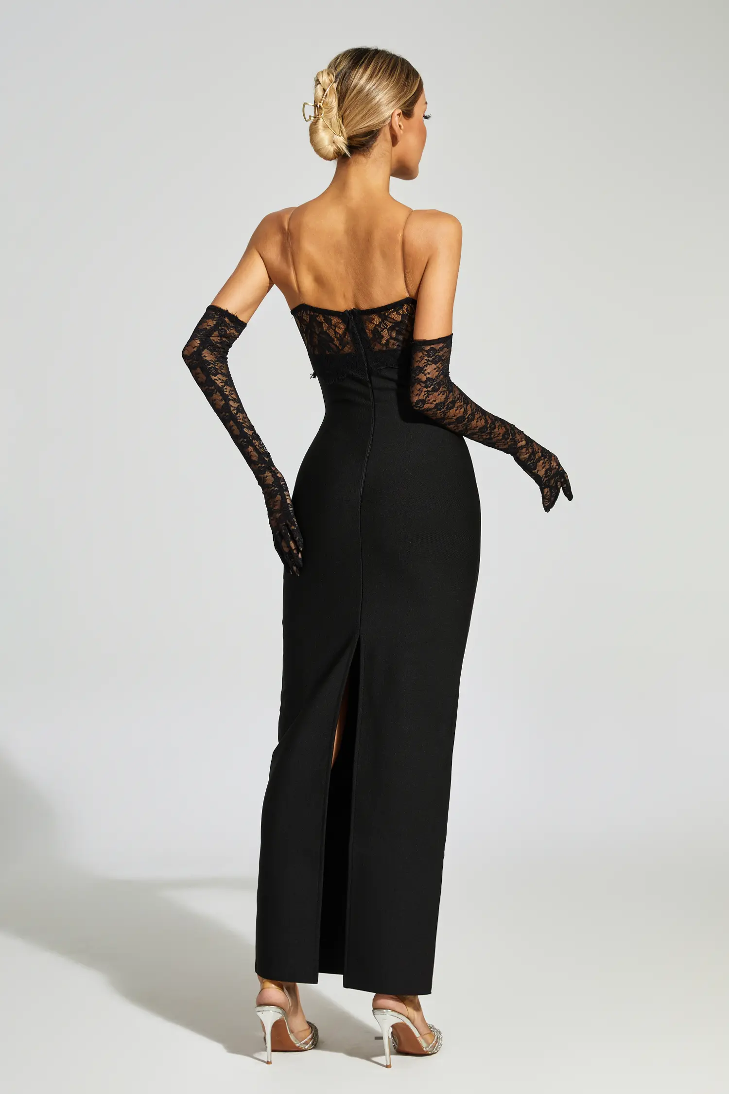 Wilhelmina Black Off Shoulder Bandage Dress