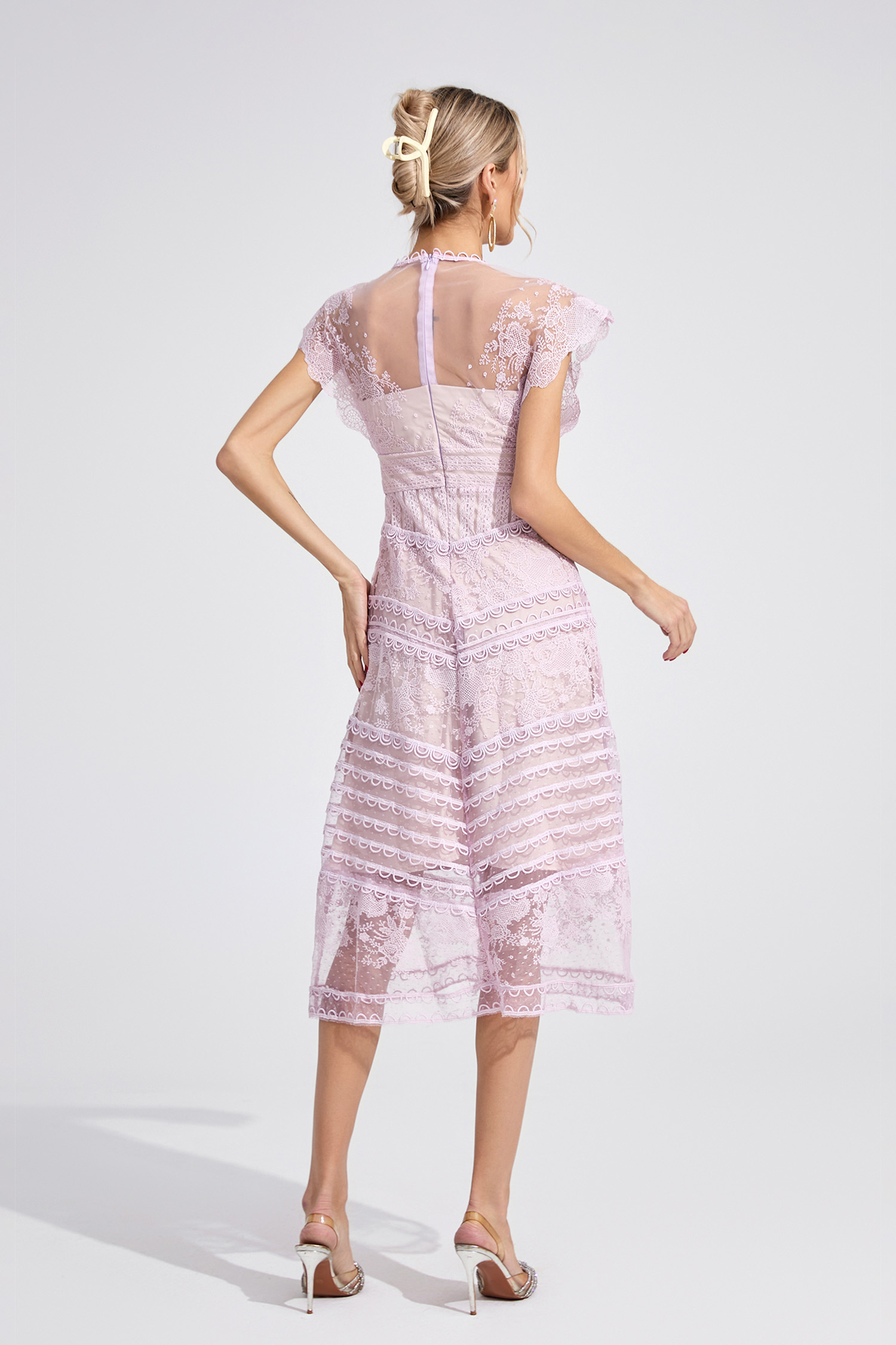 Heart Purple Lace Midi Dress