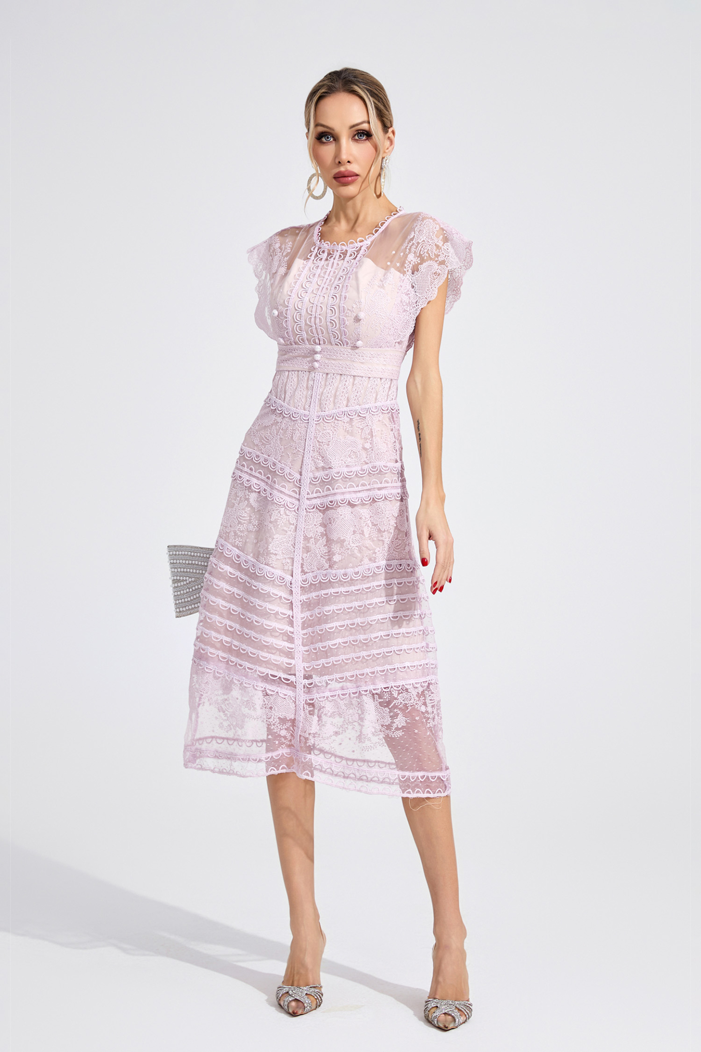 Heart Purple Lace Midi Dress