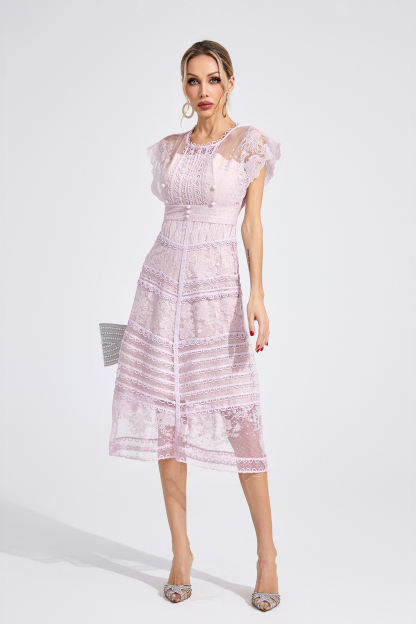 Heart Purple Lace Midi Dress