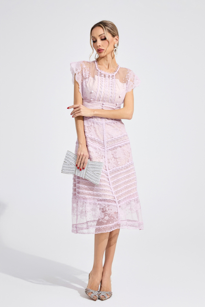 Heart Purple Lace Midi Dress