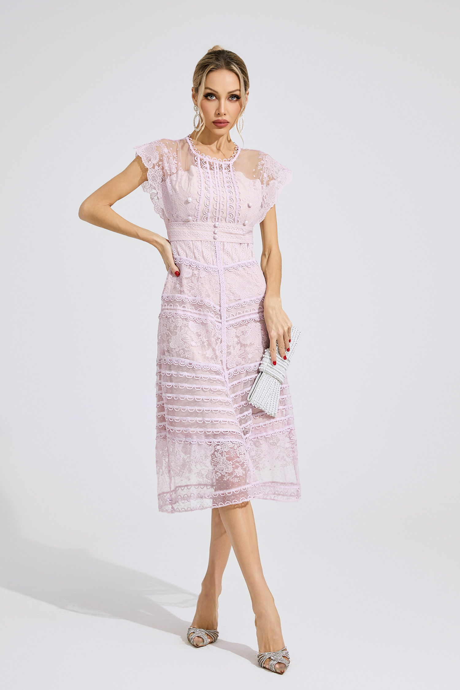 Heart Purple Lace Midi Dress