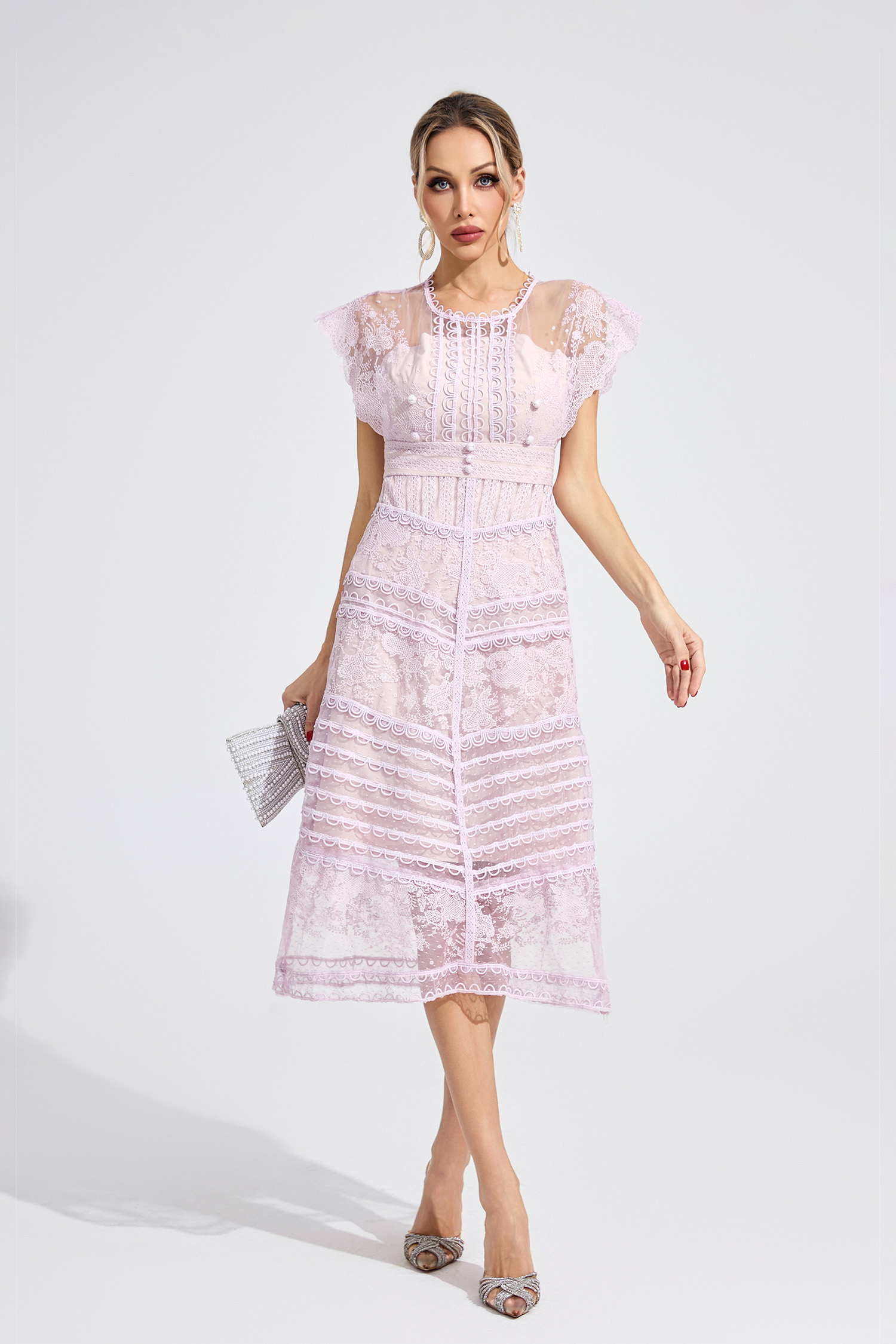 Heart Purple Lace Midi Dress