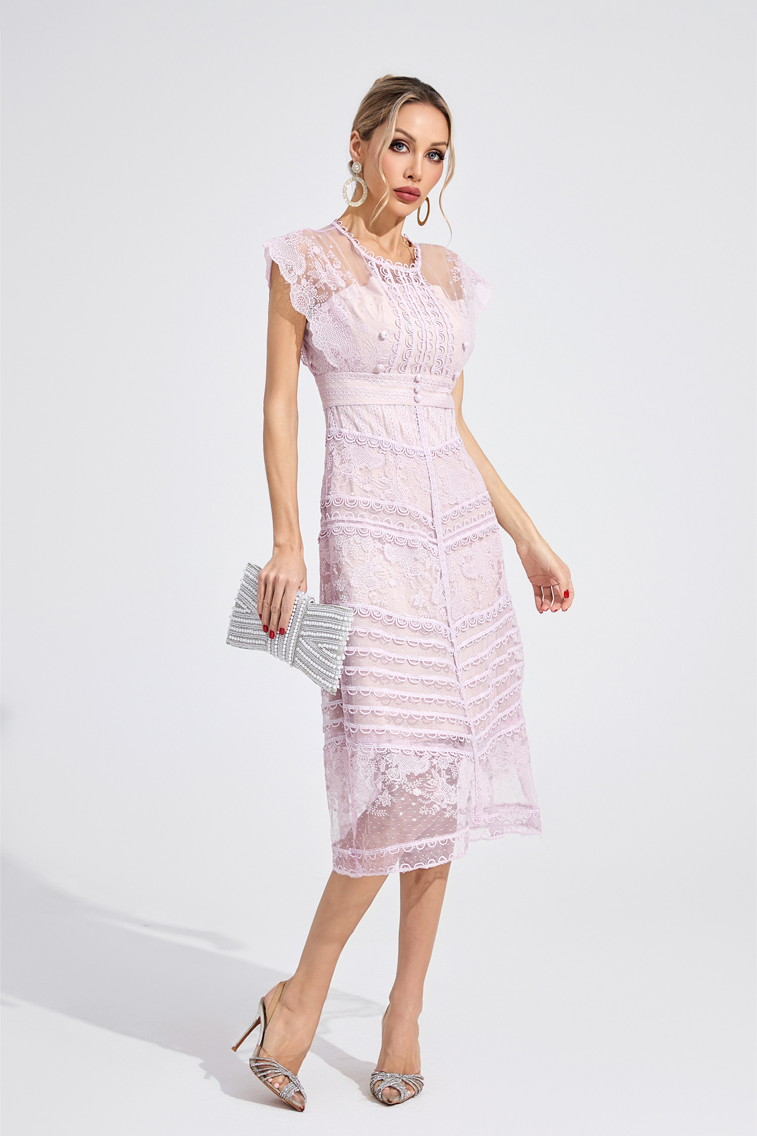 Heart Purple Lace Midi Dress