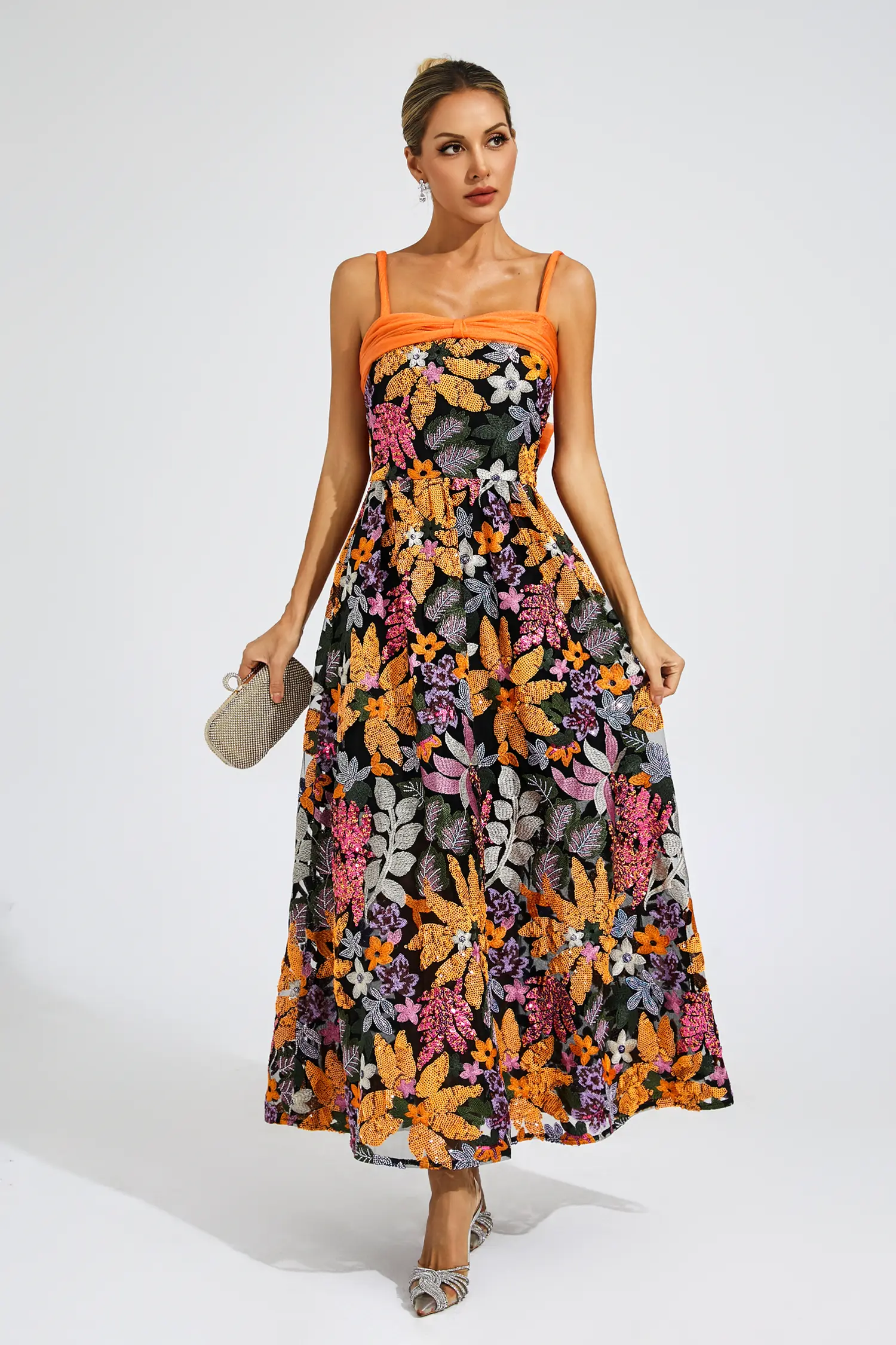 Keppel Floral Sequins Slip Maxi Dress