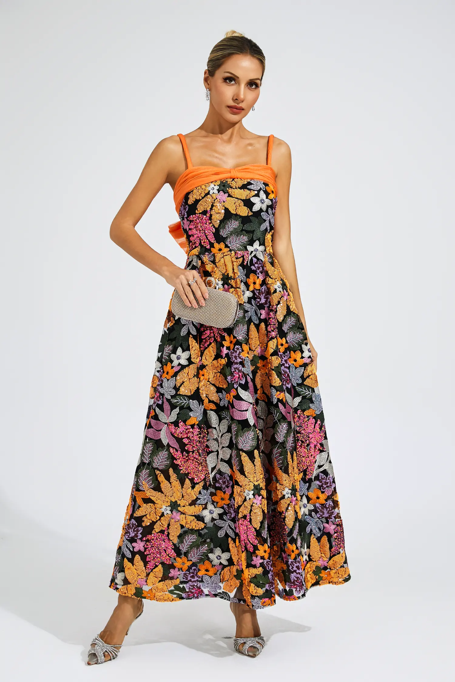 Keppel Floral Sequins Slip Maxi Dress
