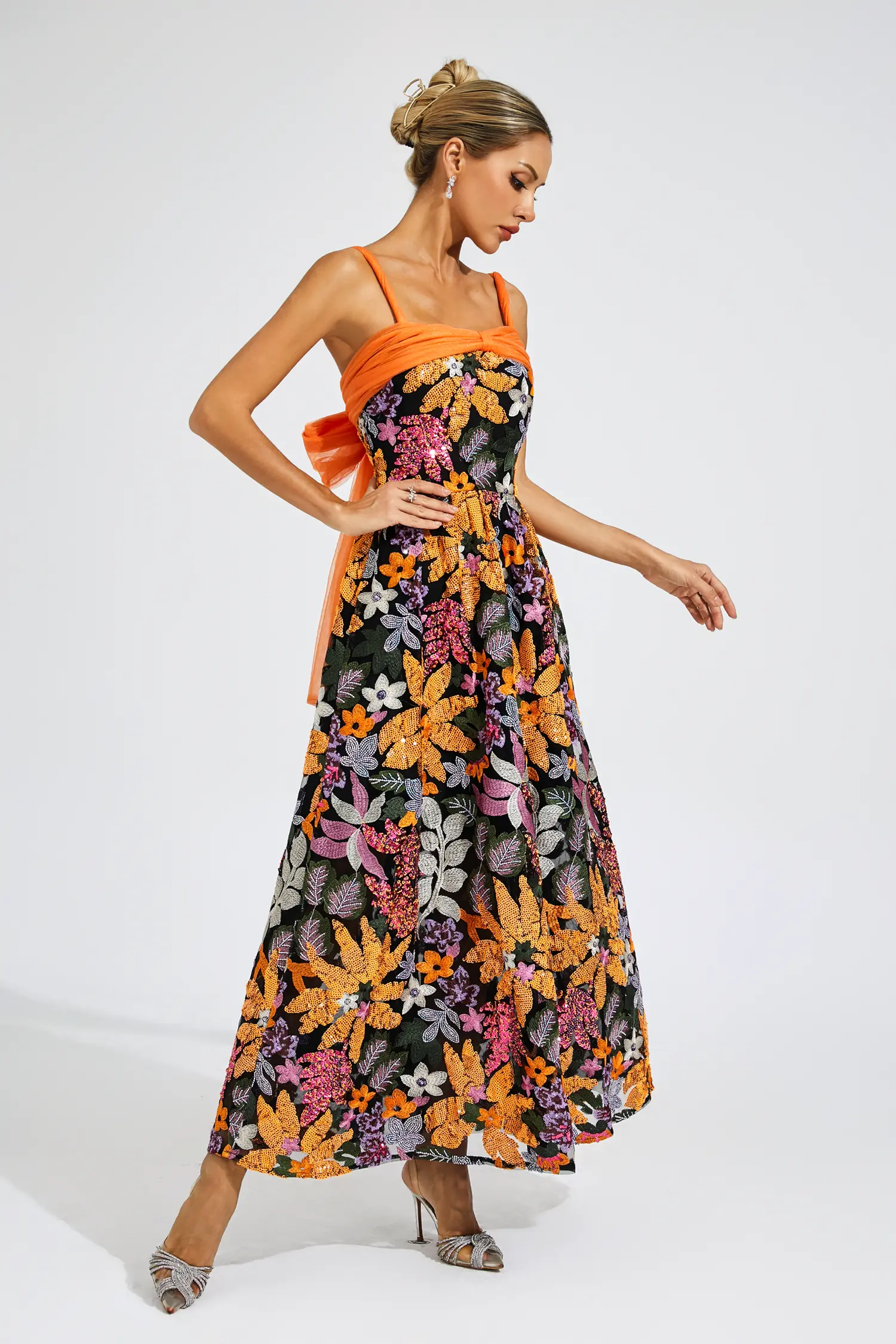 Keppel Floral Sequins Slip Maxi Dress