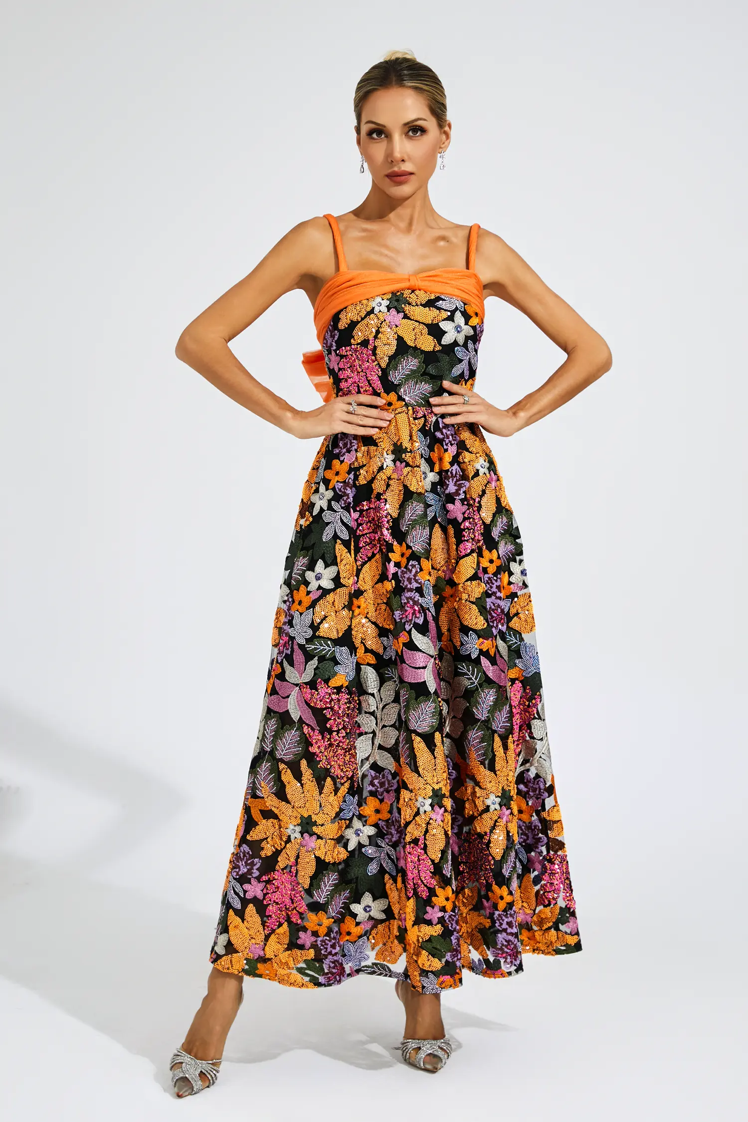 Keppel Floral Sequins Slip Maxi Dress