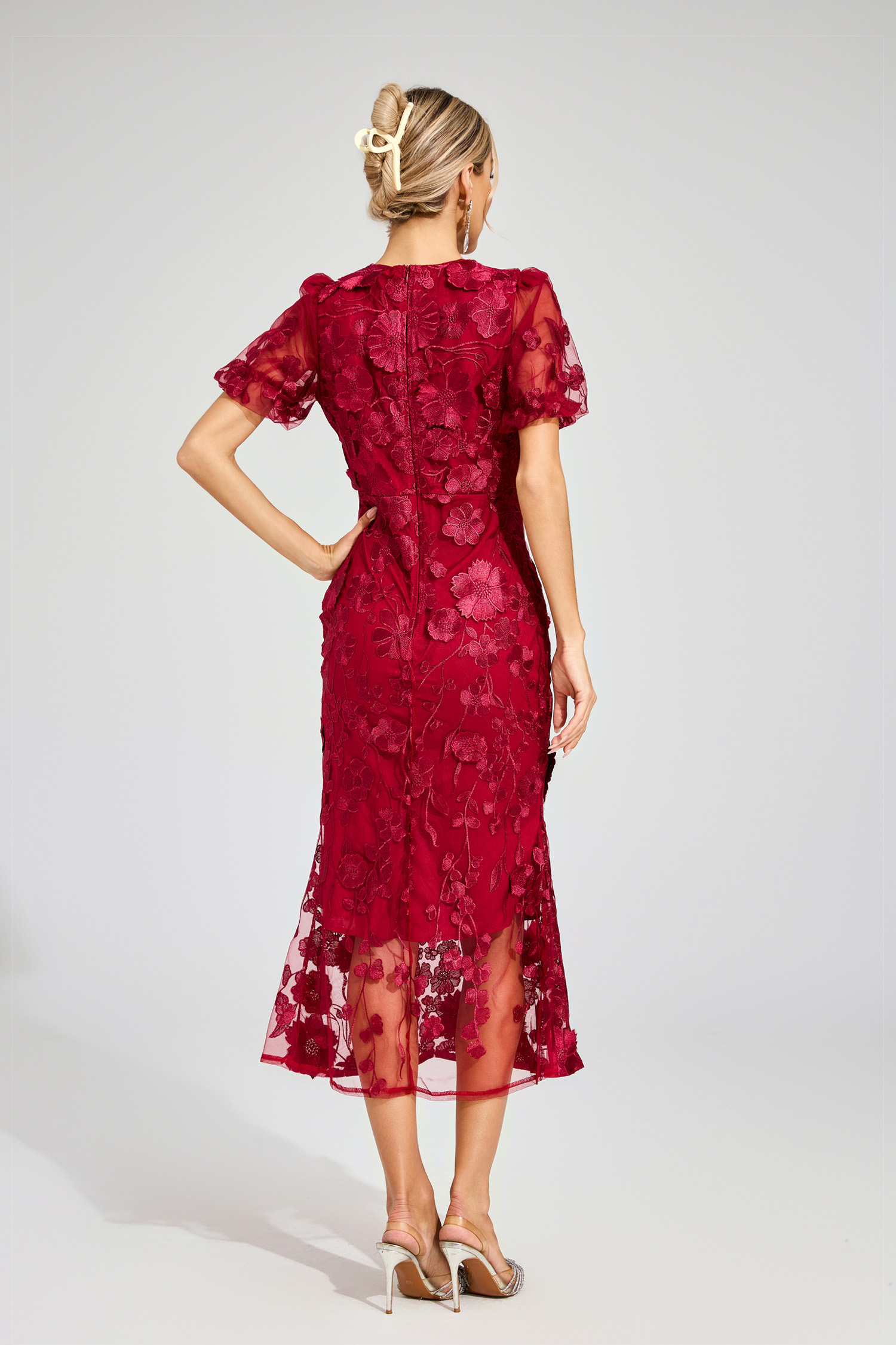 Marner Red Flower Mesh Dress