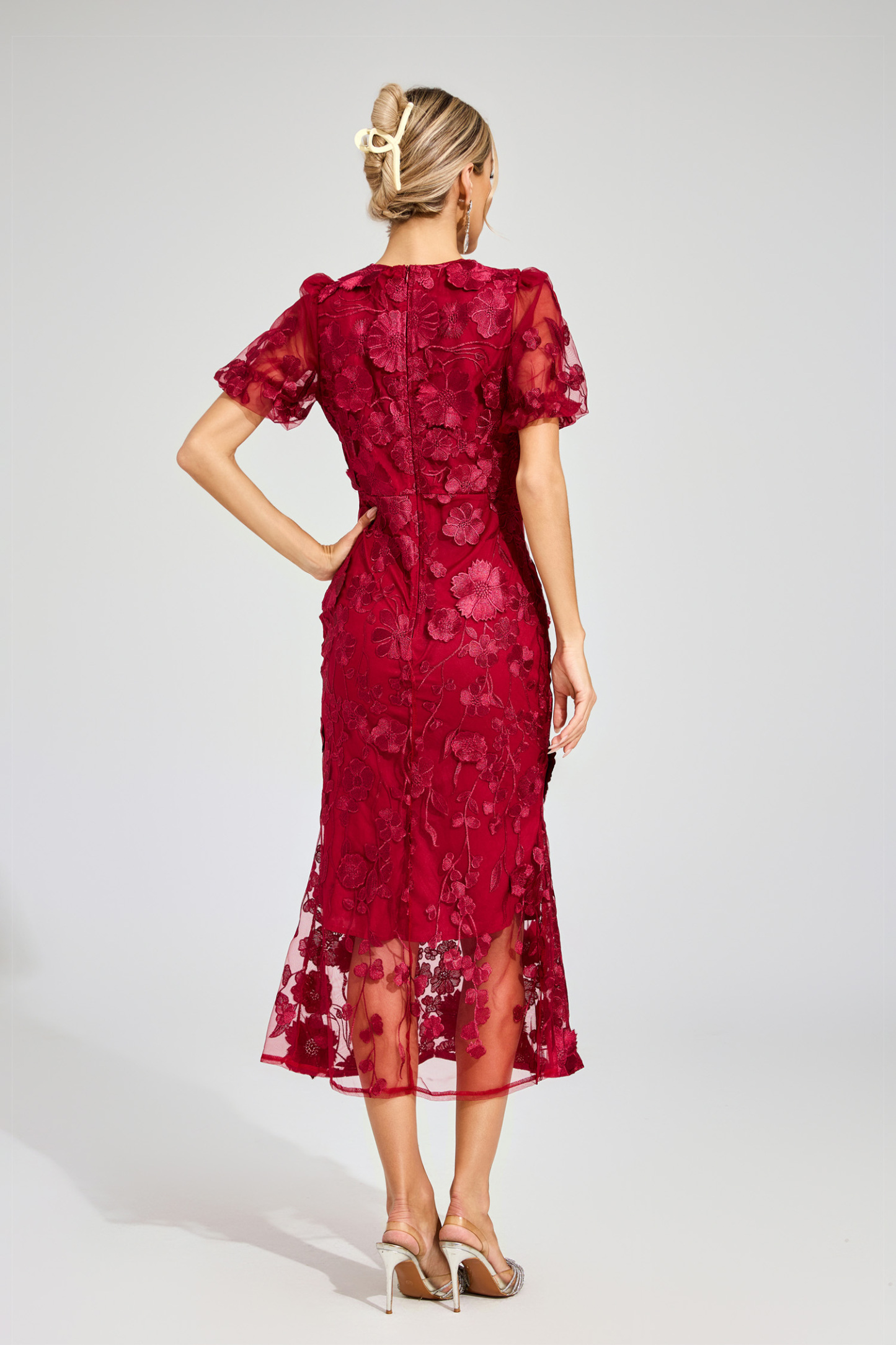 Marner Red Flower Mesh Dress