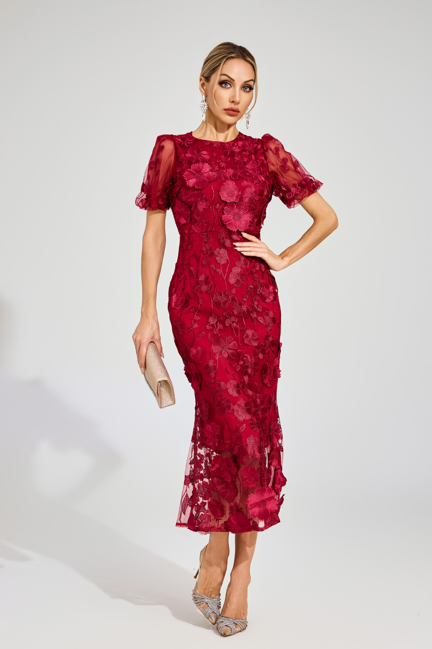 Marner Red Flower Mesh Dress
