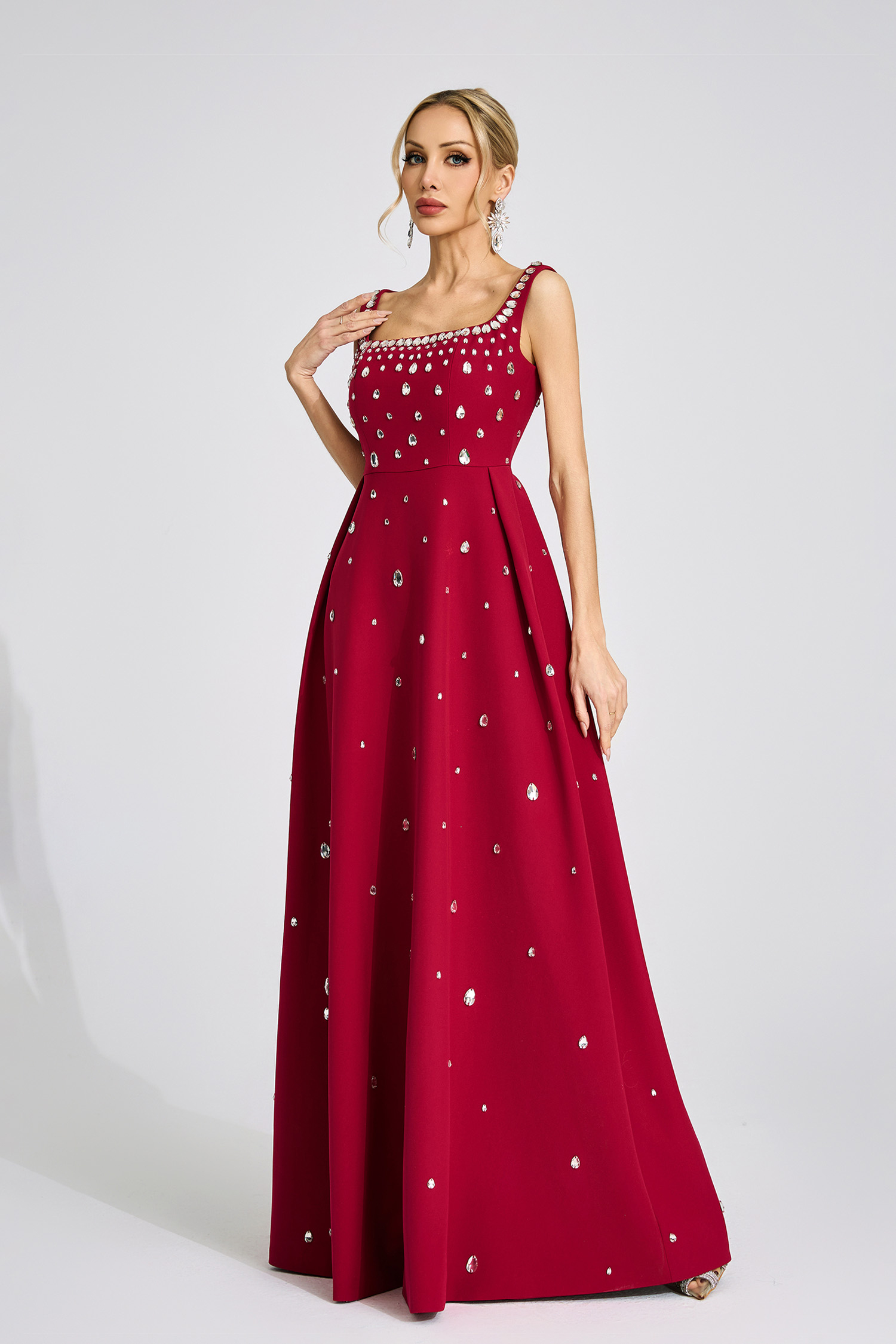 Winifred Red Diamond Maxi Dress