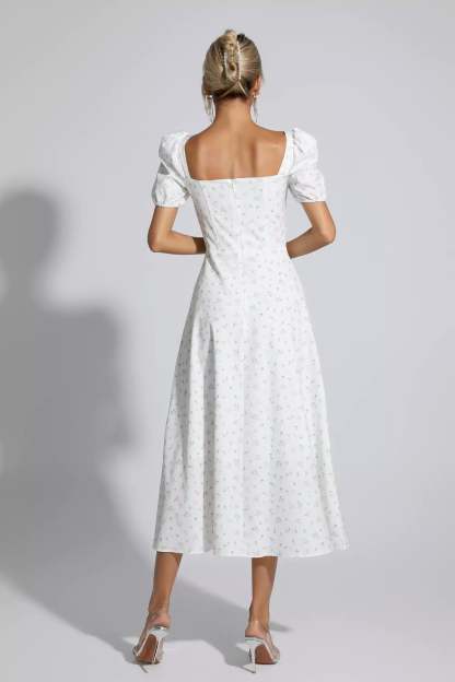 Jefferson Apricot French Floral Midi Dress