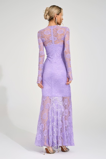 Saga Purple Pleated Maxi Dress