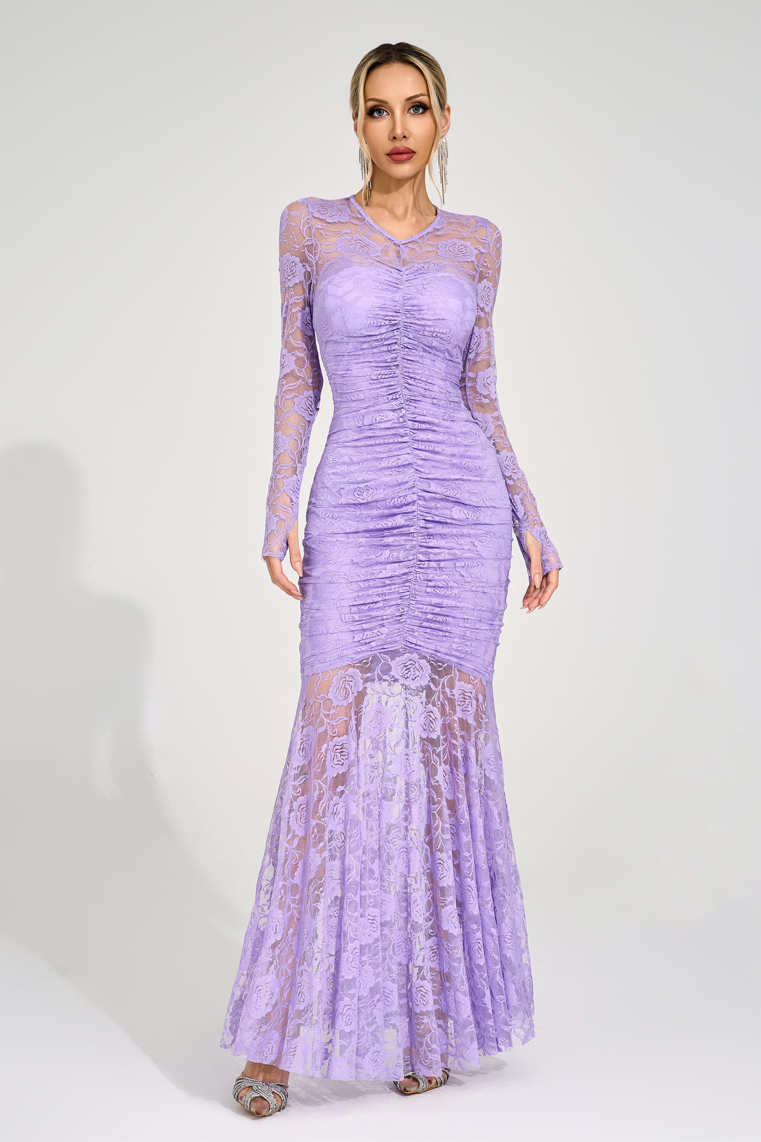 Saga Purple Pleated Maxi Dress