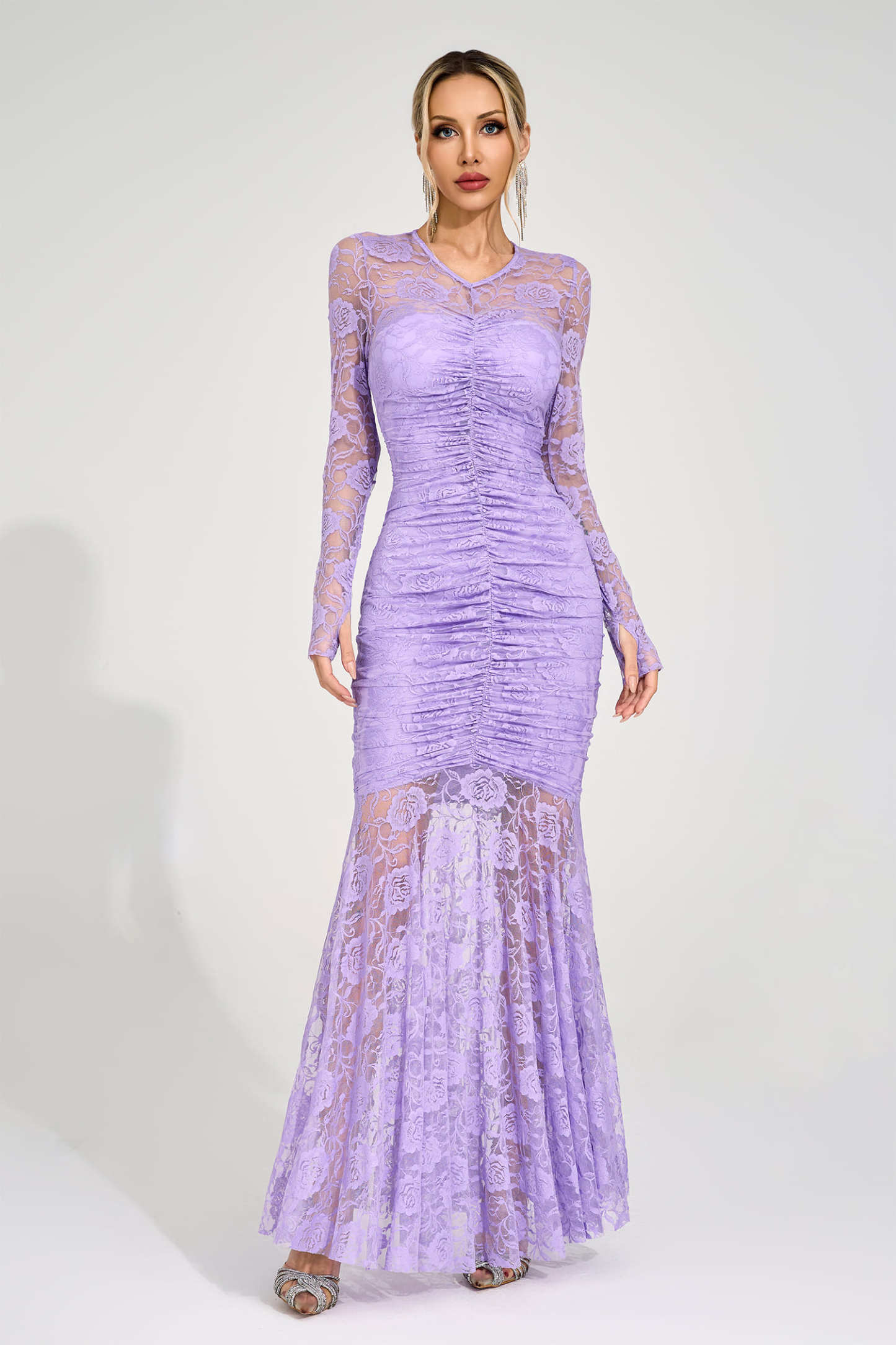 Saga Purple Pleated Maxi Dress