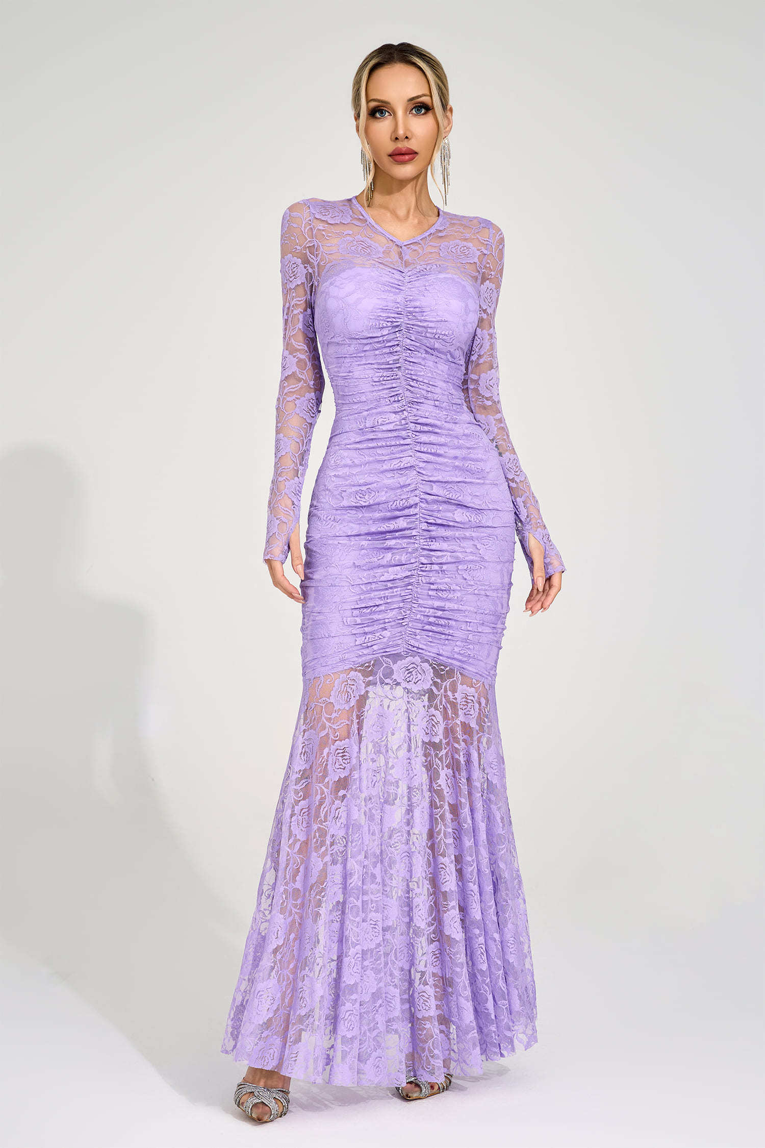Saga Purple Pleated Maxi Dress