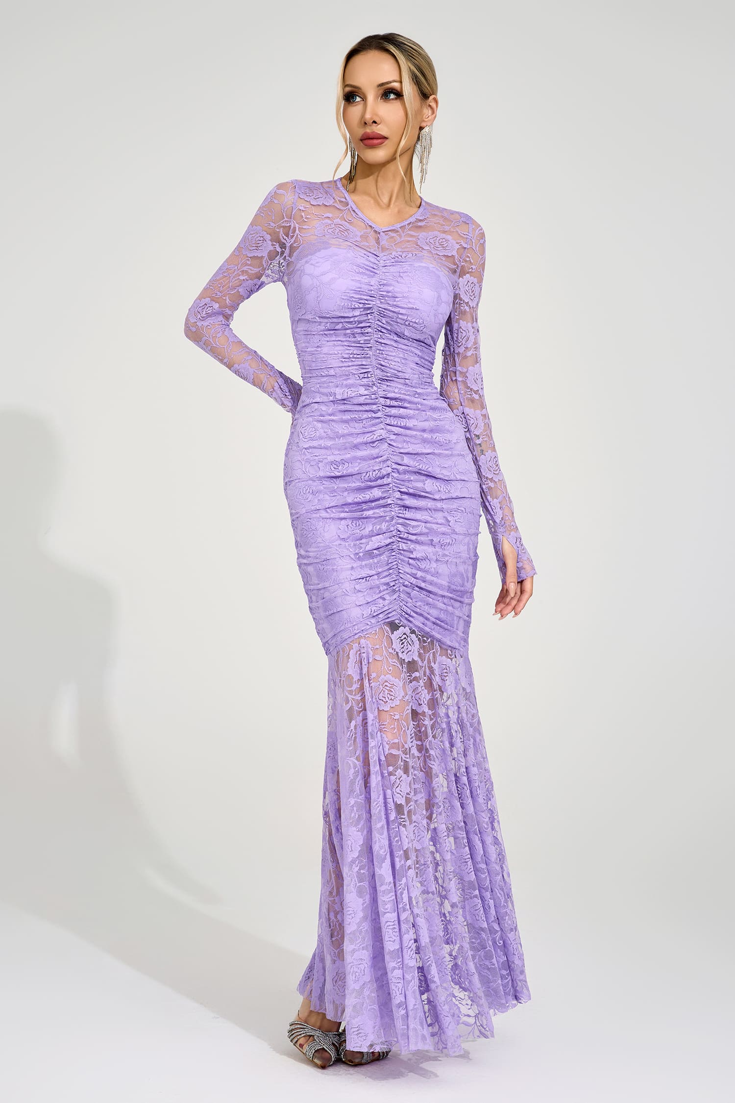 Saga Purple Pleated Maxi Dress