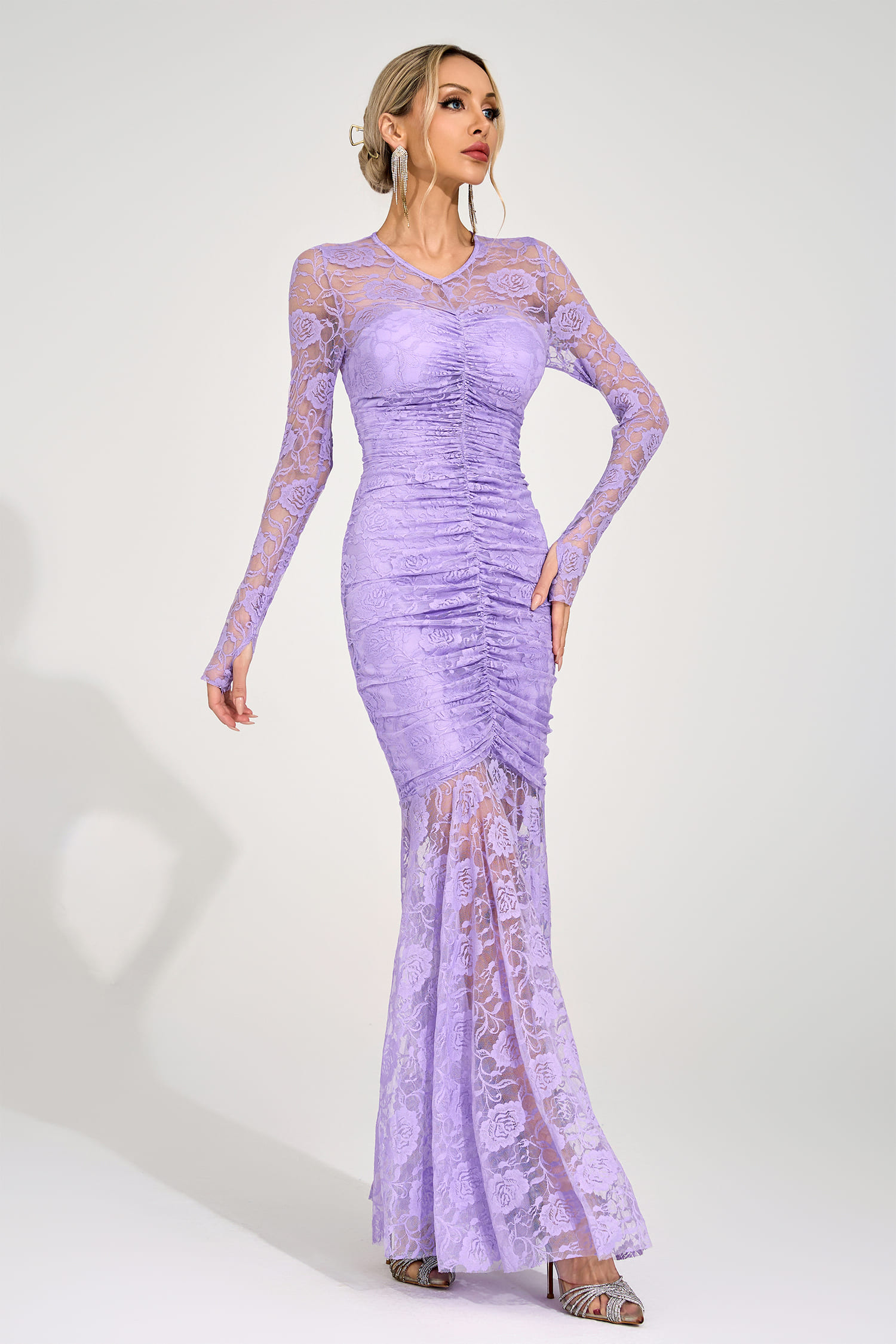 Saga Purple Pleated Maxi Dress