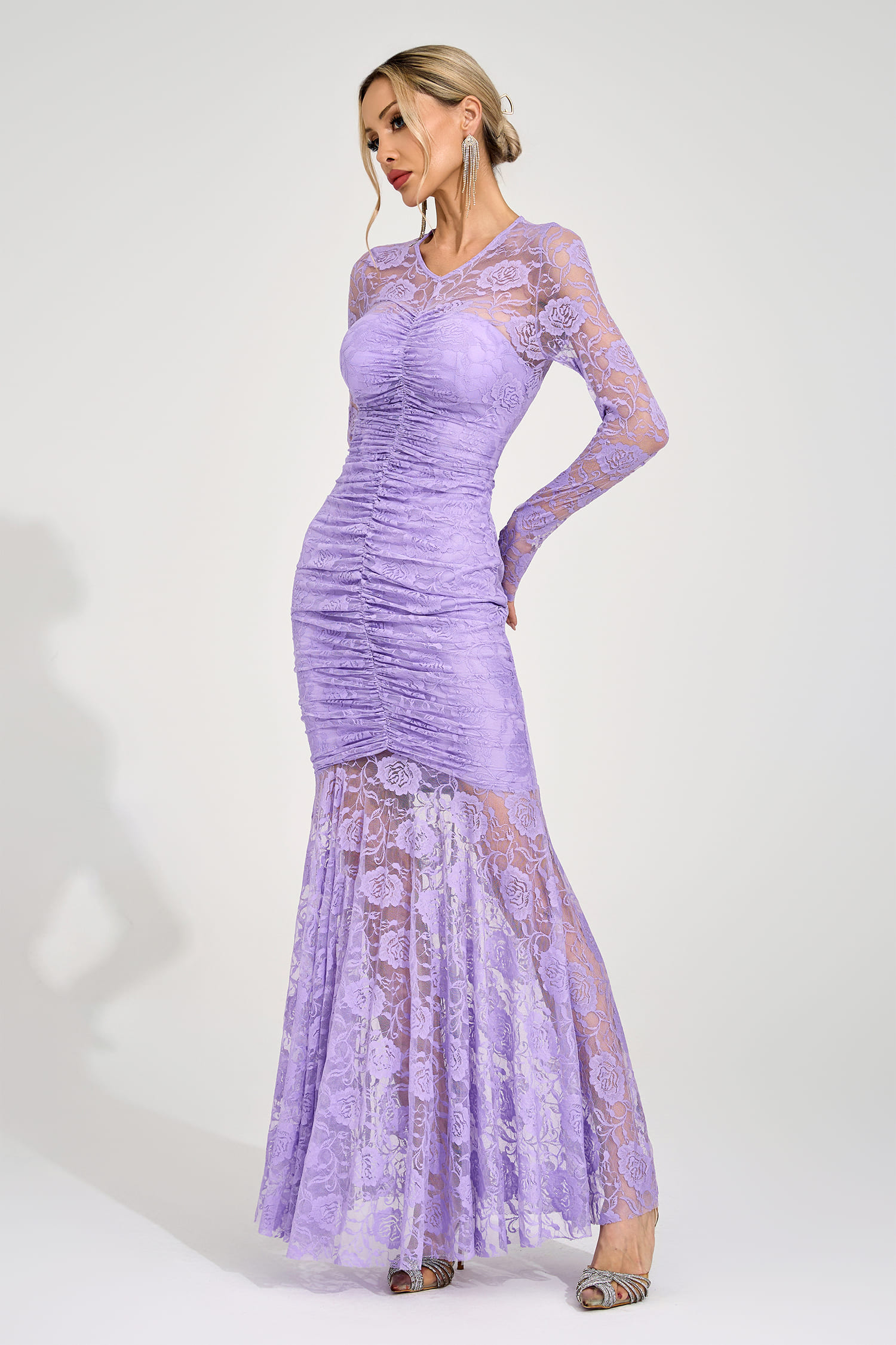 Saga Purple Pleated Maxi Dress