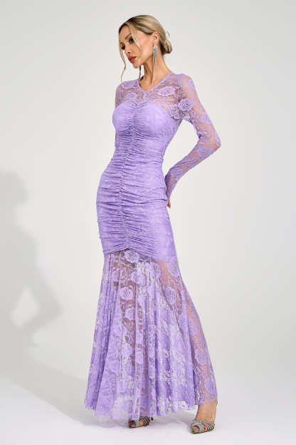 Saga Purple Pleated Maxi Dress