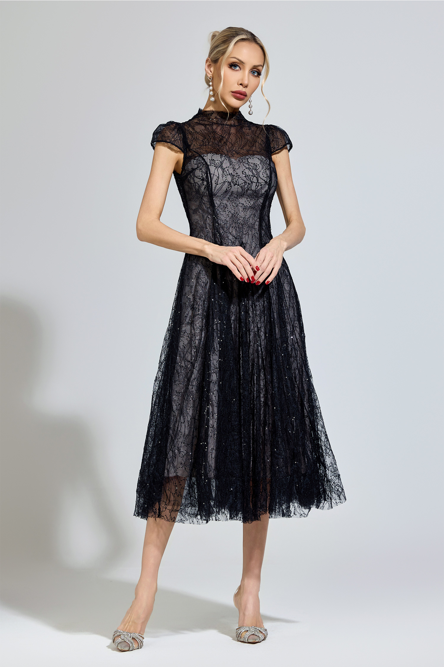 Nozick Black Lace Sequin Dress