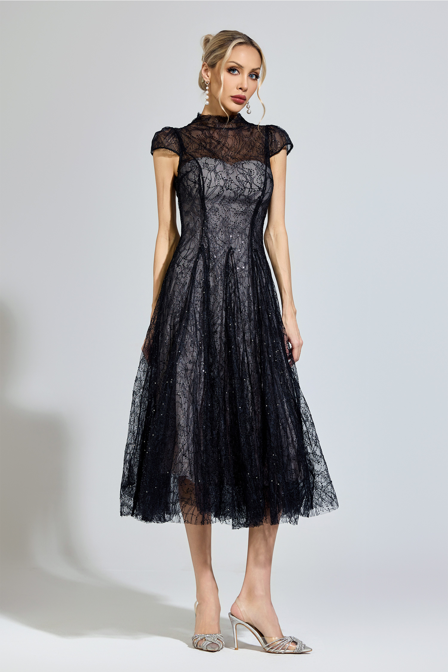 Nozick Black Lace Sequin Dress