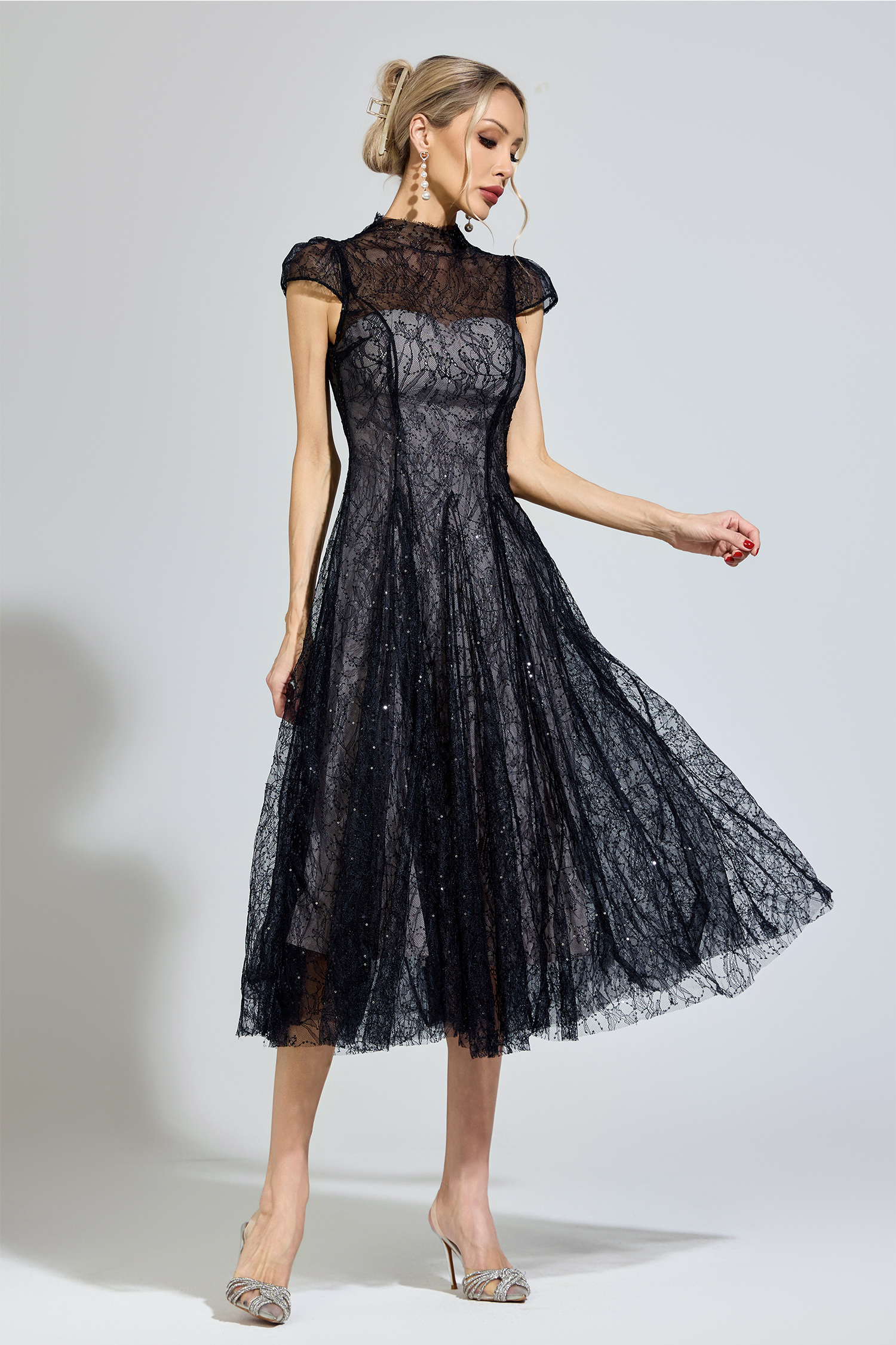 Nozick Black Lace Sequin Dress