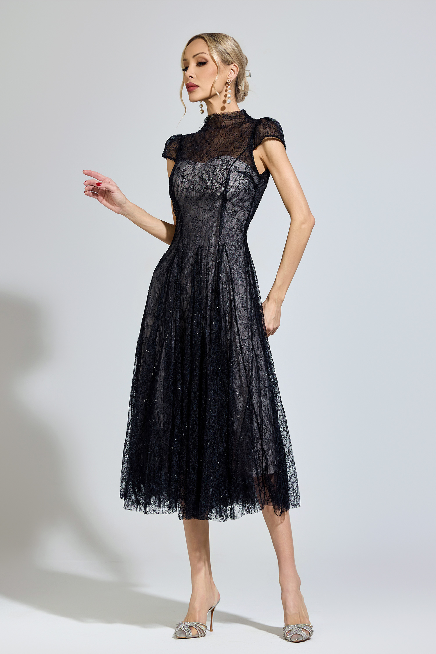 Nozick Black Lace Sequin Dress