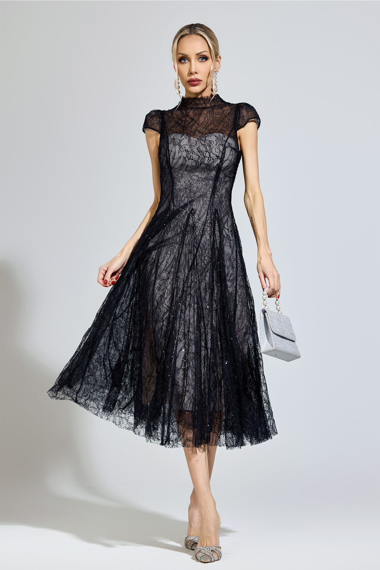 Nozick Black Lace Sequin Dress