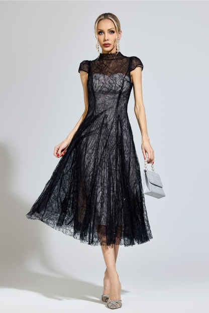 Nozick Black Lace Sequin Dress