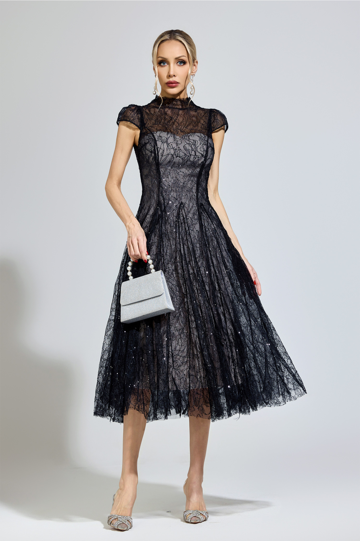 Nozick Black Lace Sequin Dress