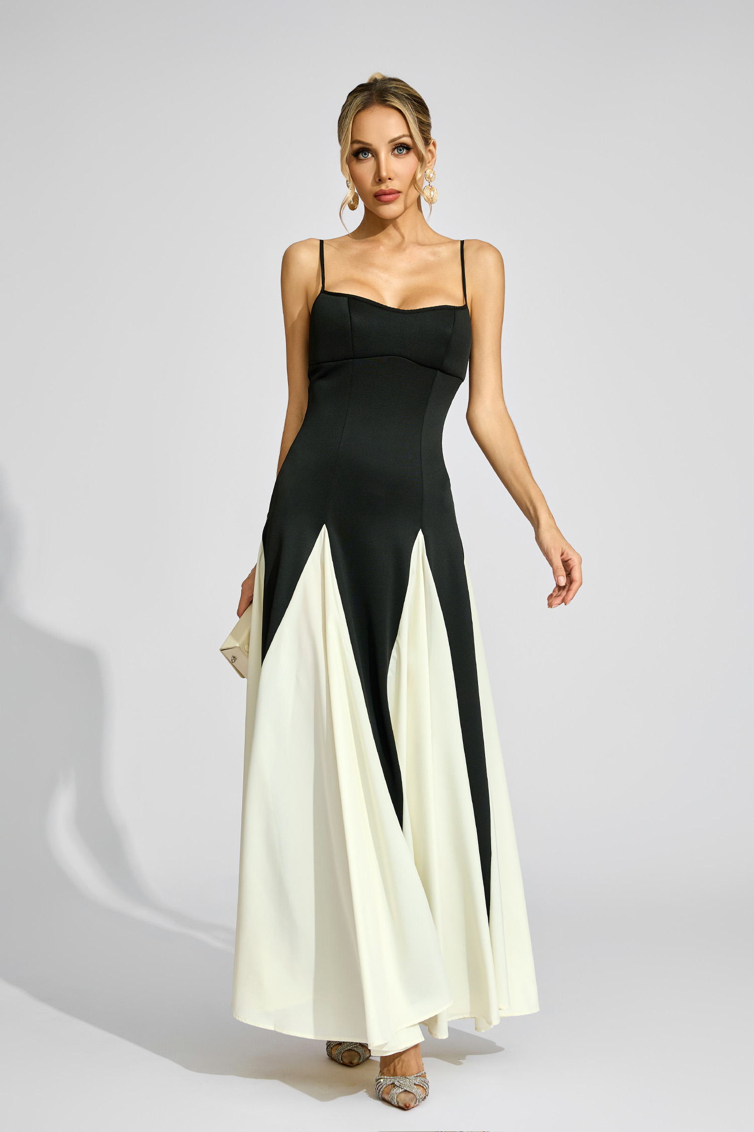 Euphemia Black White Contrast Slip Dress