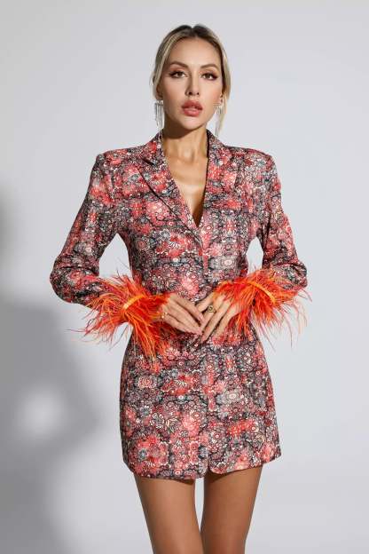 Henry Floral Feather Mini Dress