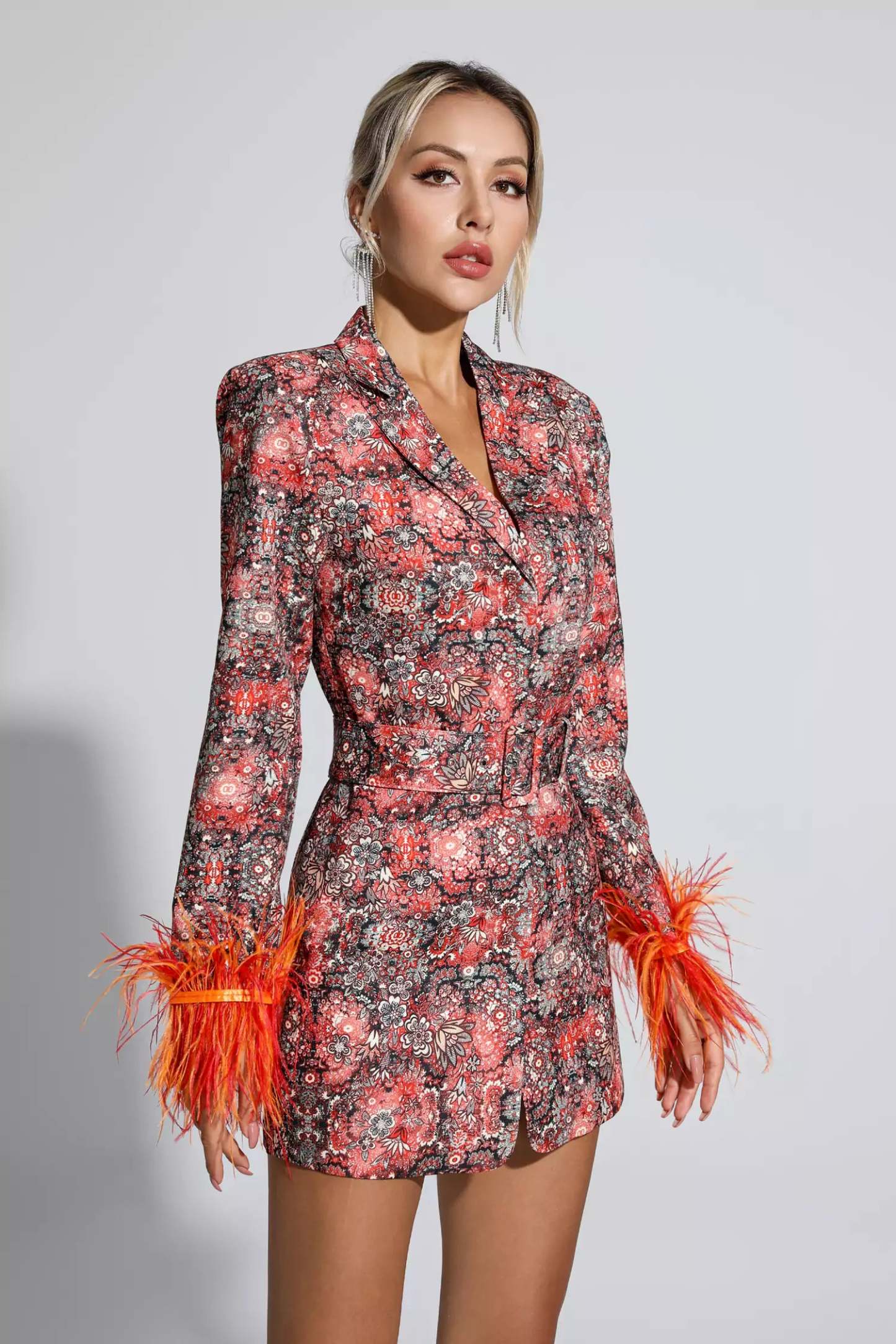 Henry Floral Feather Mini Dress