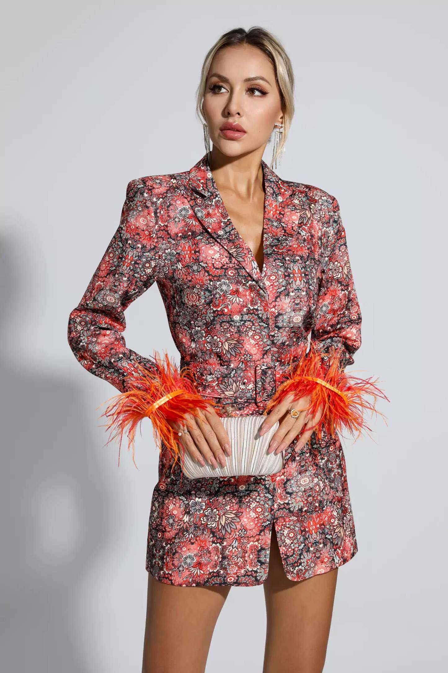 Henry Floral Feather Mini Dress