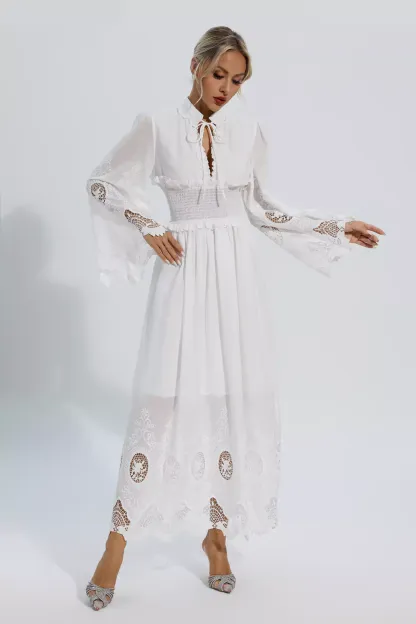 Alan White Long Sleeve Lace Maxi Dress