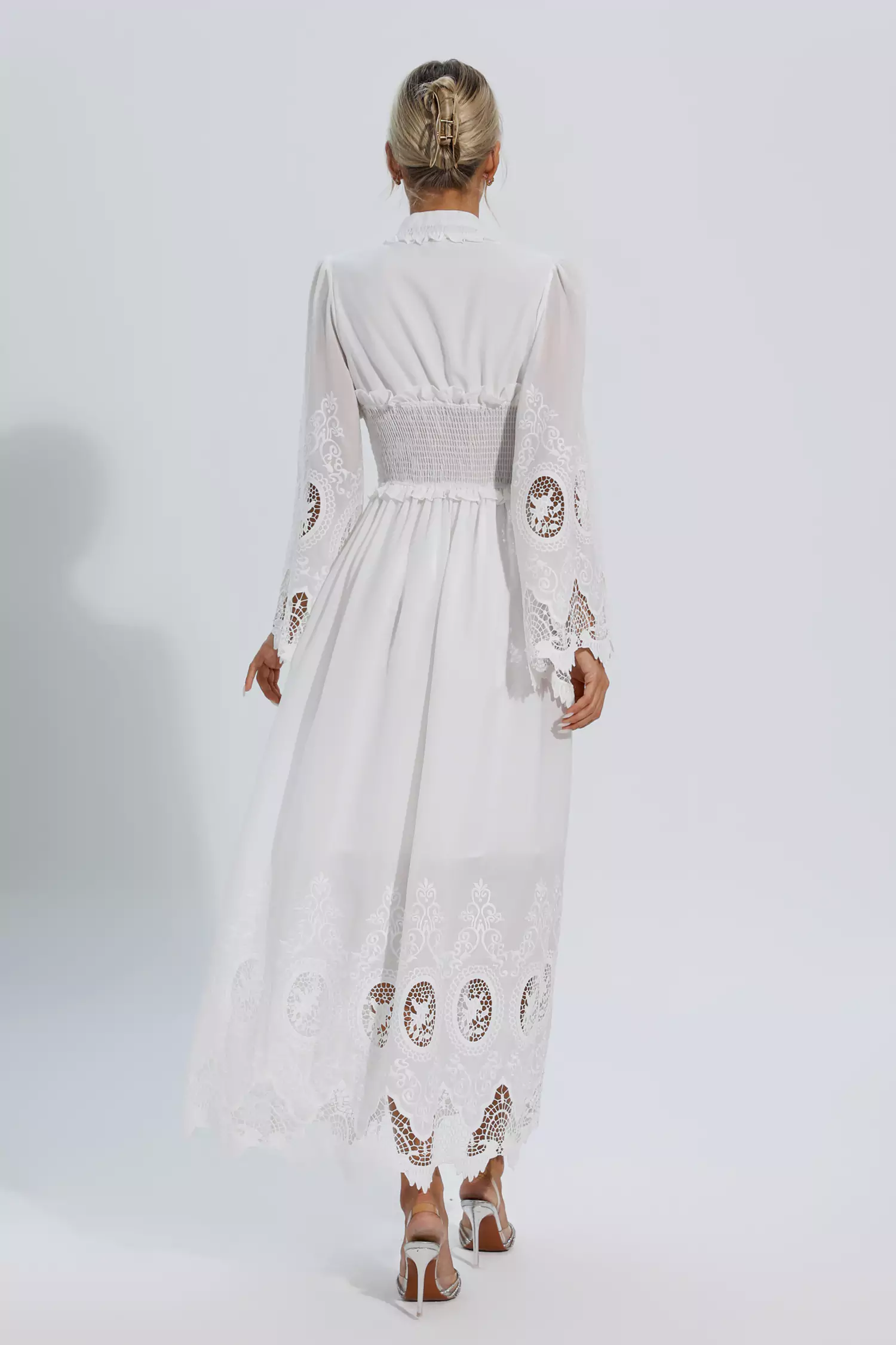 Alan White Long Sleeve Lace Maxi Dress