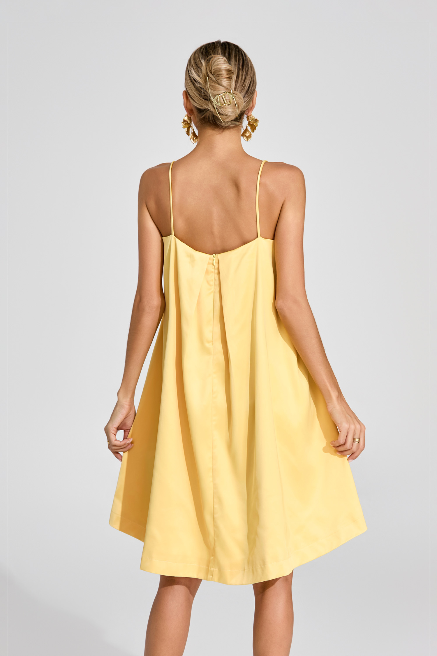 Antonio Yellow Embroidered Slip Dress