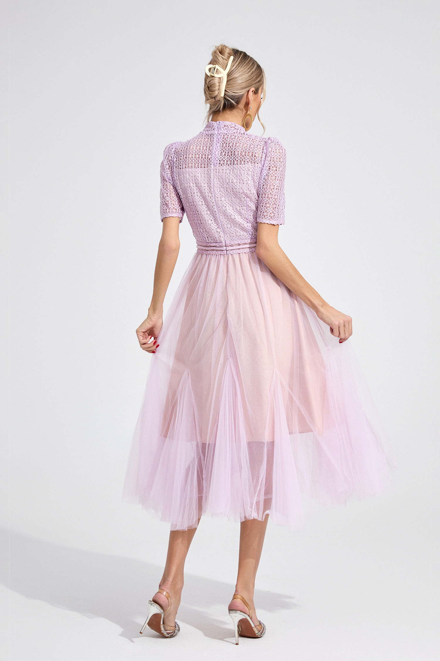 Silk Purple Lace Maxi Dress