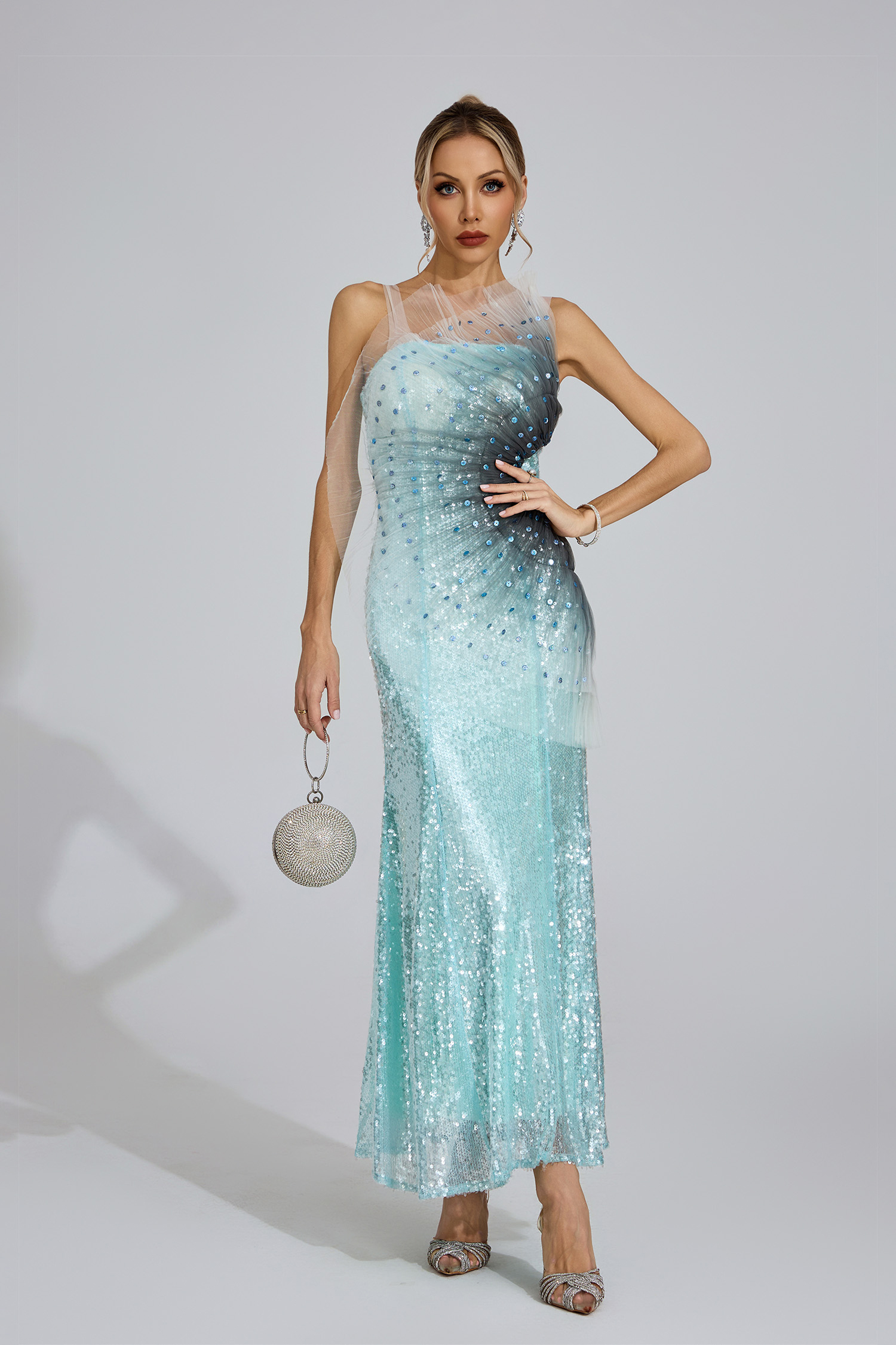 Quay Lake Blue Sequined Maxi Dress