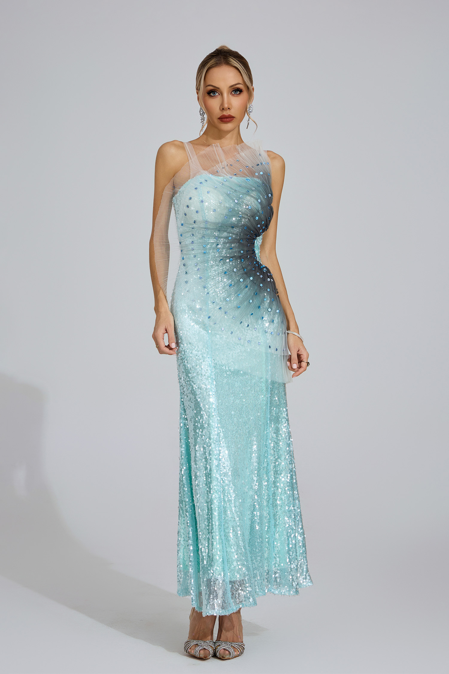 Quay Lake Blue Sequined Maxi Dress