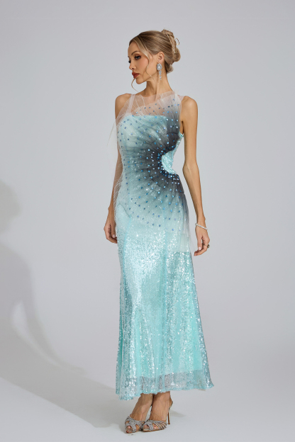 Quay Lake Blue Sequined Maxi Dress
