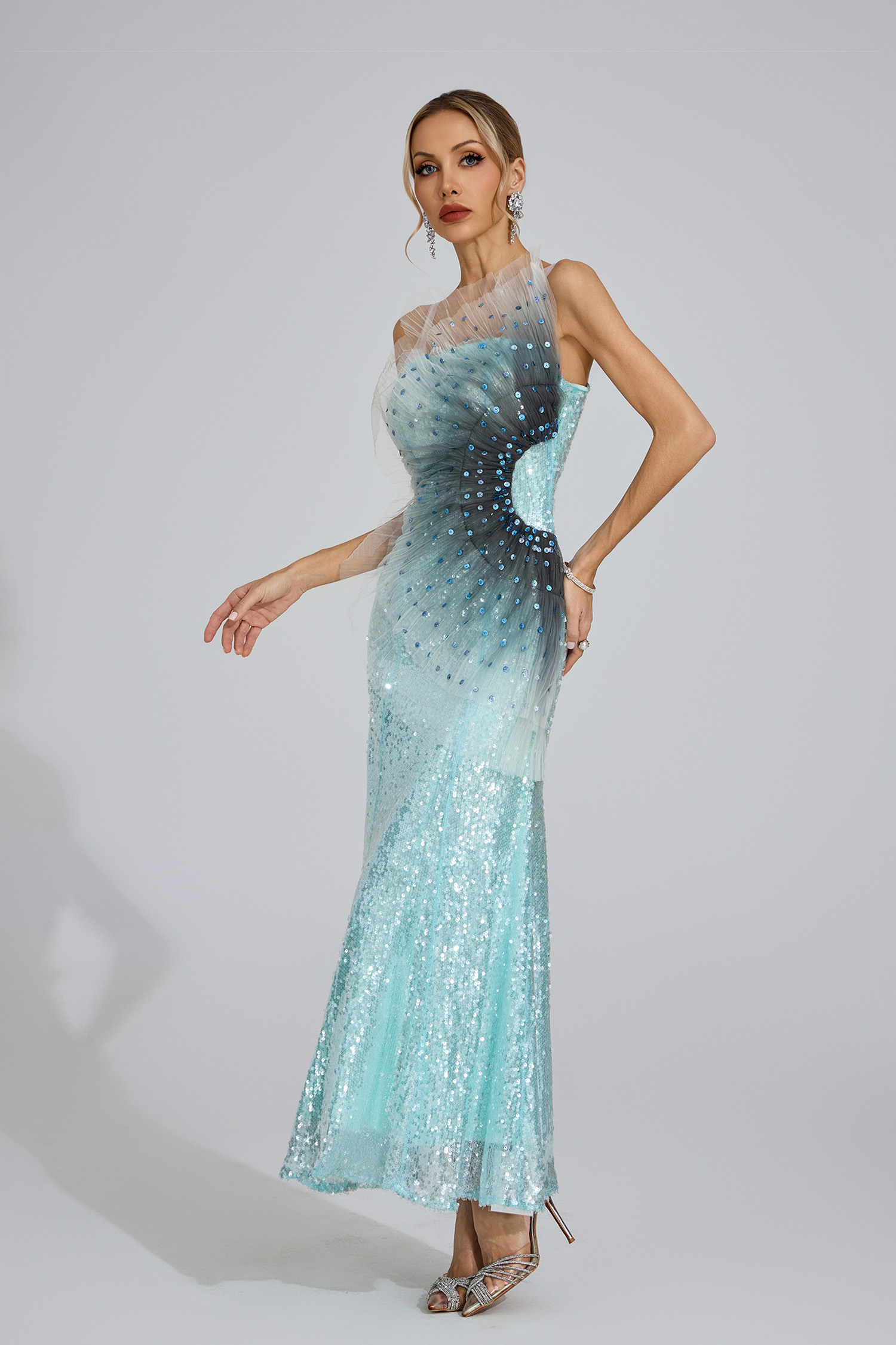 Quay Lake Blue Sequined Maxi Dress